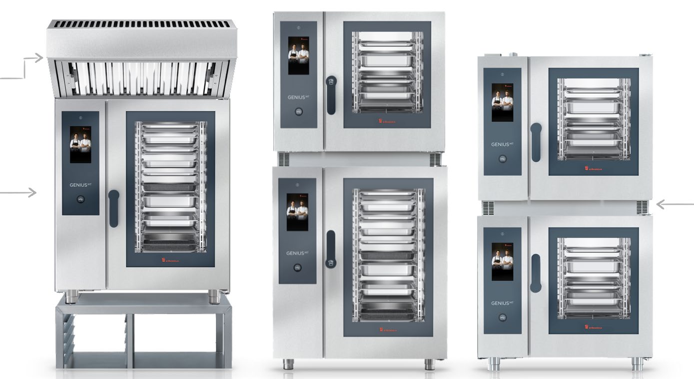 Eloma configurations — ventless hood and stacked combi options