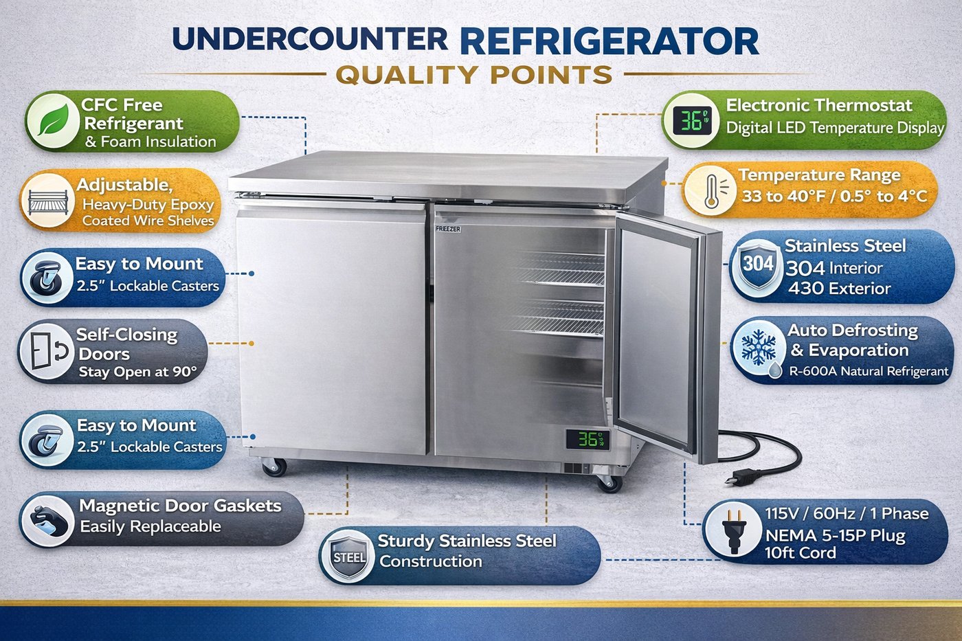 EK-UC48R undercounter refrigerator-freezer combination