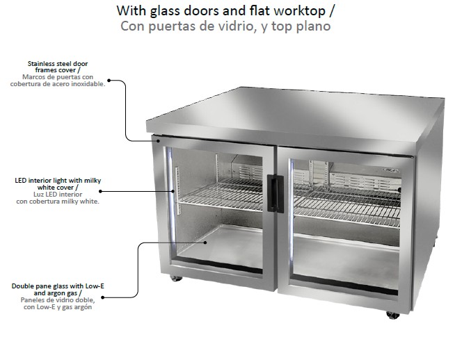 Glass-Door Refrigerator with Workstop