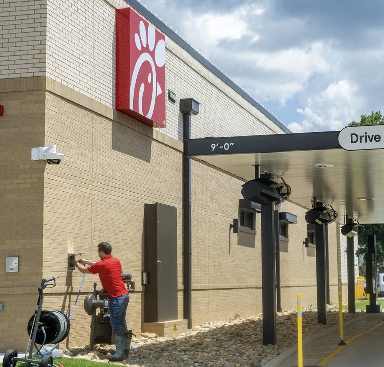 Chick-fil-A drive-thru exterior cleaning installation